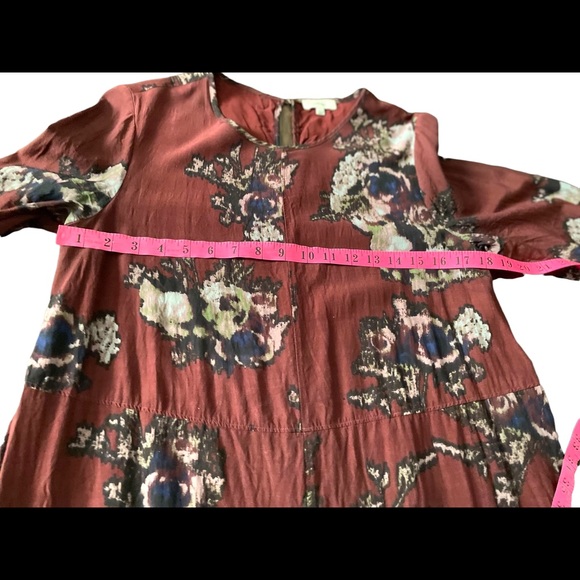 Aritzia Wilfred Crinkle Minidress Maroon Floral - Size Small - Picture 5 of 10
